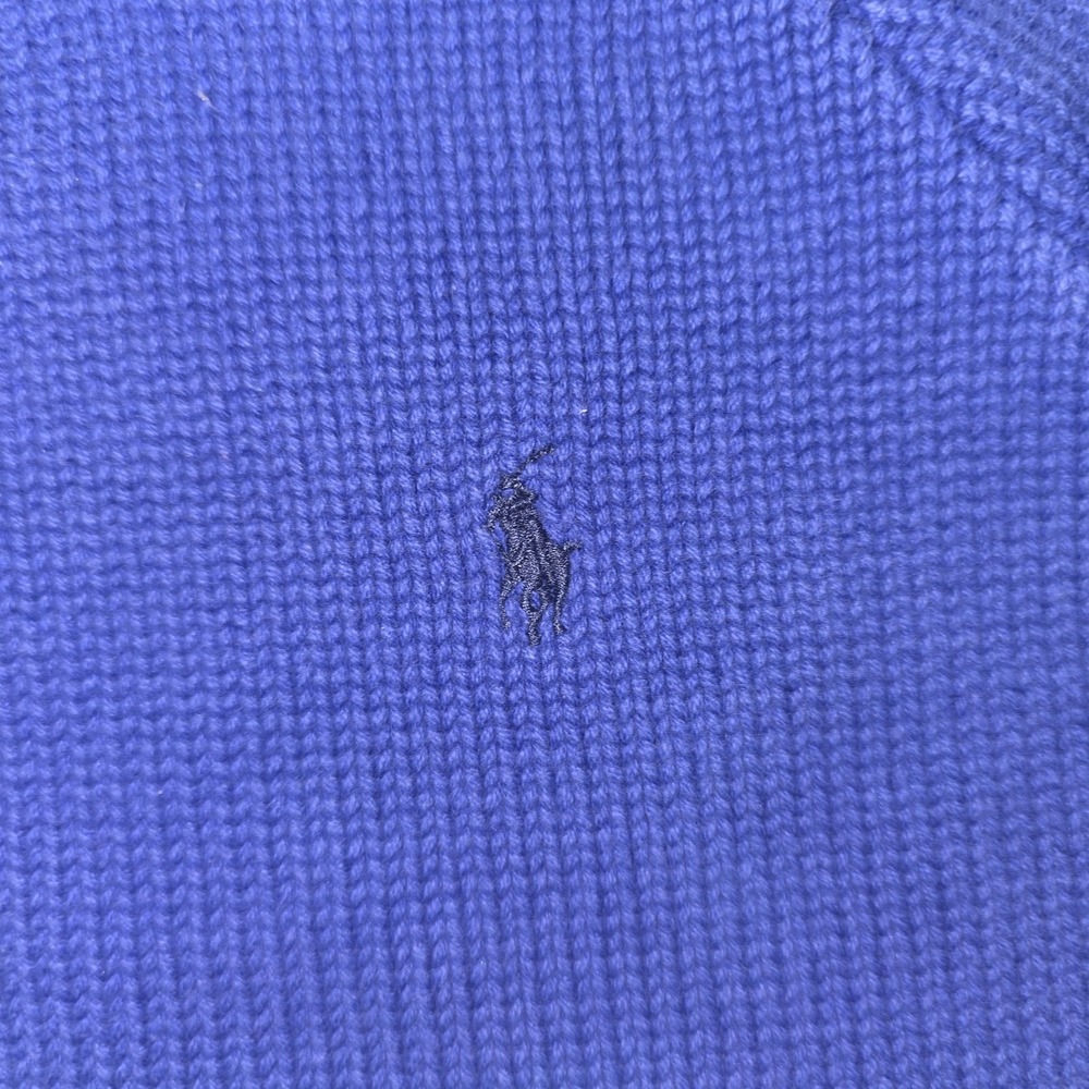 Vintage Polo Ralph Lauren Sweater Kid's Size 5 Blue with Black Pony Knit Heavy - Picture 3 of 8